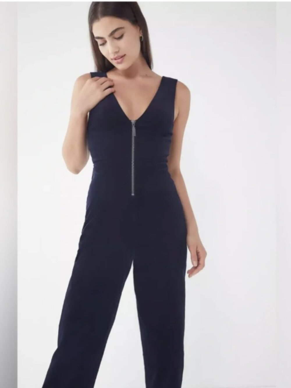 Urban Outfitters BDG Navy Corduroy Zip Front Jumpsuit
